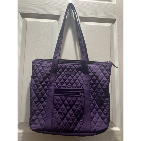 Vera Bradley Purple Tote Bag Pockets Zip Dual Handle 12x15” Handbag - Picture 1 of 9